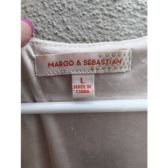 Womens Margo & Sebastian Dress Size Large White Floral Sleeveless - Picture 4 of 12